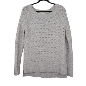 Banana Republic Sweater Womens Size M Gray Italian Yarn Star Stitch Alpaca Wool